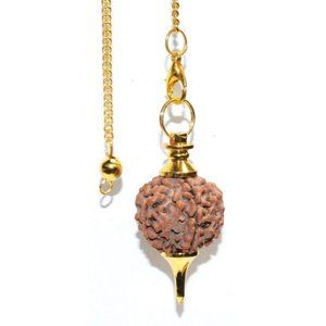 Gold Rudraksha Eye of Shiva Pendulum - 9"/23cm Dow